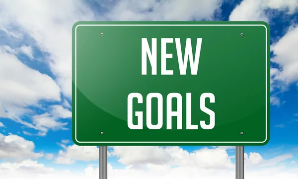 New Goals on Highway Signpost. — Stock Photo, Image