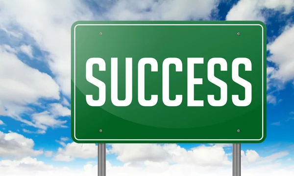 Success on Green Highway Signpost. — Stock Photo, Image