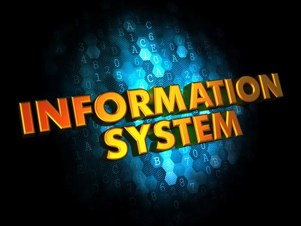 System informacyjny - złoty napis 3d. — Zdjęcie stockowe