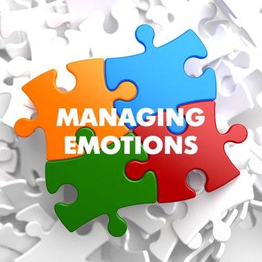 Managing Emotions on Multicolor Puzzle. clipart