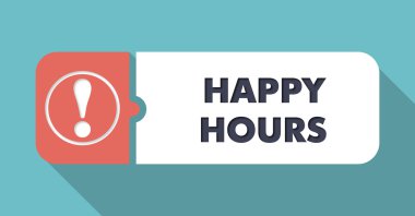 Happy Hours on Turquoise in Flat Design. clipart