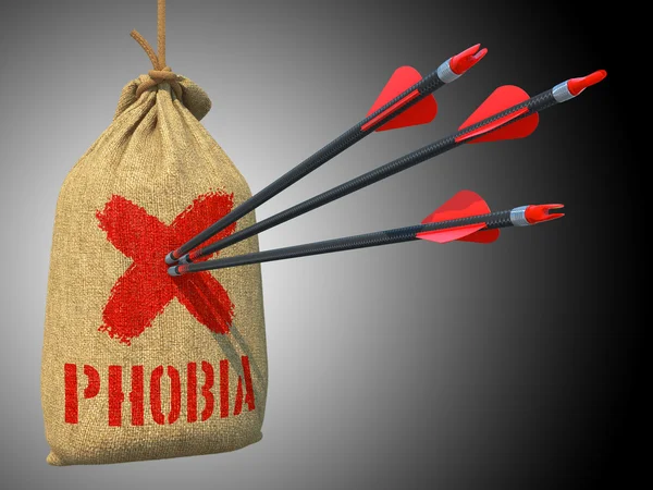 Fobia - Flechas golpeadas en blanco de marca roja . —  Fotos de Stock