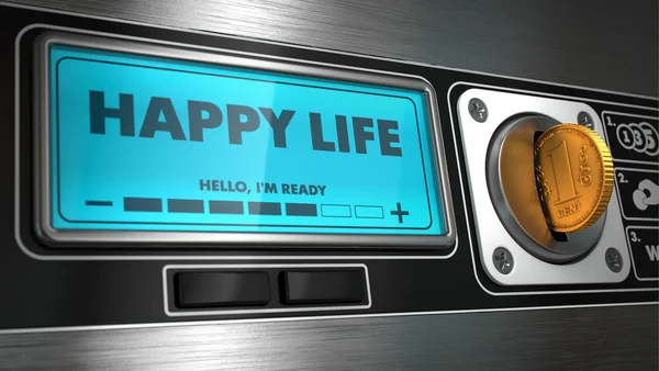 Happy Life on Display of Vending Machine. — Stock Photo, Image