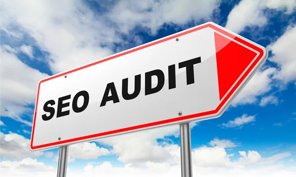 Auditoría de Seo en Red Road Sign . — Foto de Stock