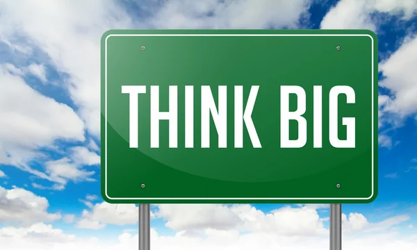 Think Big on Green Highway Signpost. — Stock Photo, Image