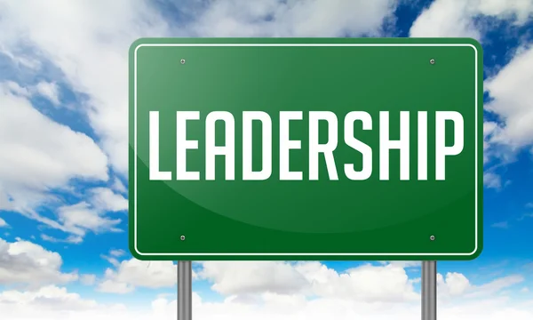 Leadership on Green Highway Signpost. — Stock Photo, Image