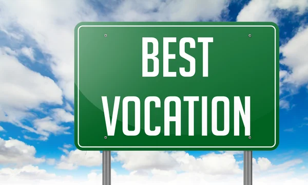 Best Vocation on Green Highway Signpost. — Stock Photo, Image