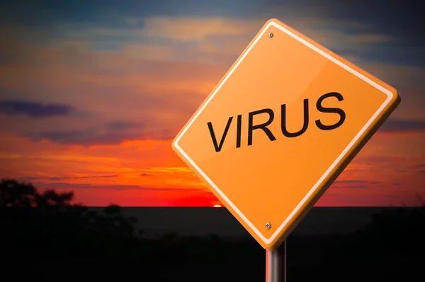 Inscrizione di virus sul segnale di avvertimento stradale . — Foto Stock