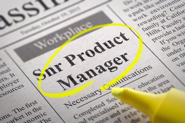 Snr Product Manager Vacancy in Newspaper. clipart