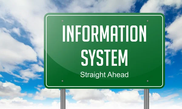 Informationssystem auf Autobahnschild. — Stockfoto