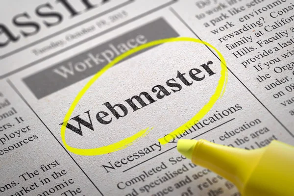 Webmaster vacature in krant. — Stockfoto
