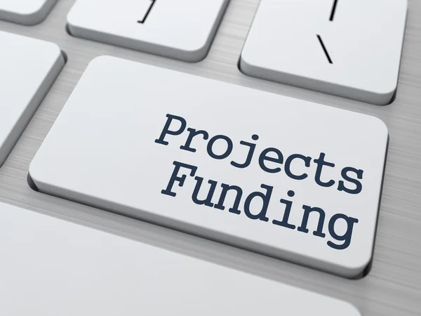 Botão de financiamento de projetos no teclado do computador . — Fotografia de Stock