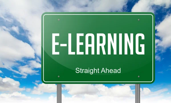 E-Learning on Highway Signpost. — Stock Photo, Image