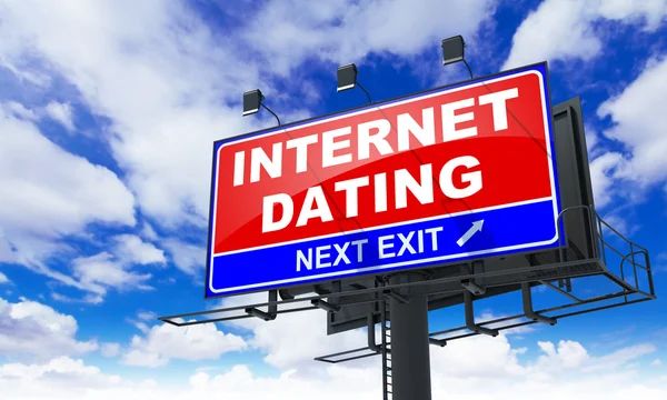 Internet Dating op rode Billboard. — Stockfoto