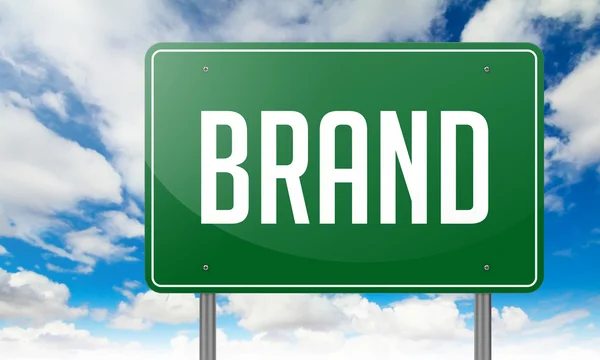 Brand on Highway Signpost. — Stock Photo, Image