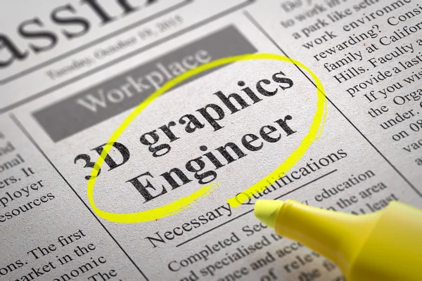 Grafische 3D-ingenieur vacature in krant. — Stockfoto