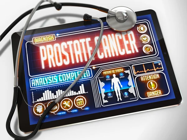 Cancer de la prostate sur l'affichage de la tablette médicale . — Photo