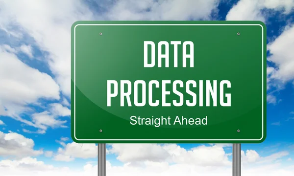 Data Processing on Highway Signpost. — Stock Photo, Image