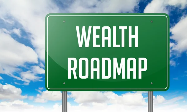 Wealth Roadmap on Highway Signpost. — Stock Photo, Image