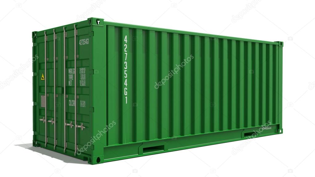 Green Container on Isolated Background.