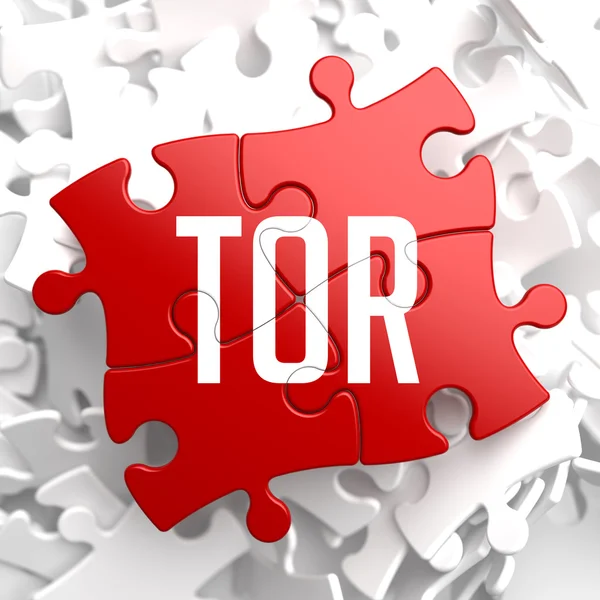 Tor op rode puzzel. — Stockfoto