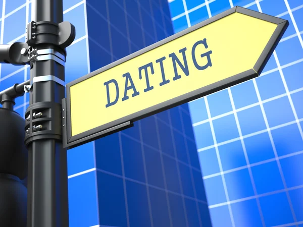 Dating - wegwijzer op blauwe achtergrond. — Stockfoto