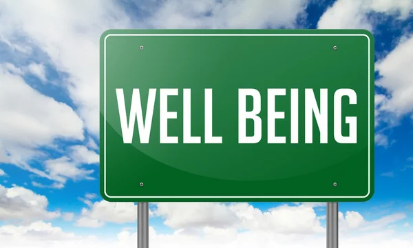 Well Being on Highway Signpost. — Stock Photo, Image