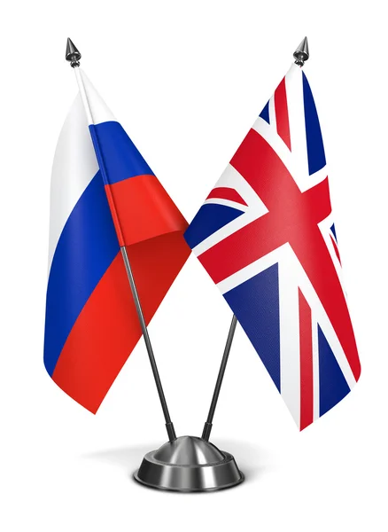 Rússia e Grã-Bretanha - Bandeiras em miniatura . — Fotografia de Stock