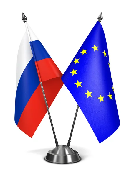 Russia and EU - Miniature Flags. — Stock Photo, Image