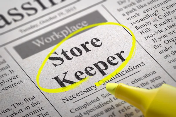 Winkel Keeper vacature in krant. — Stockfoto