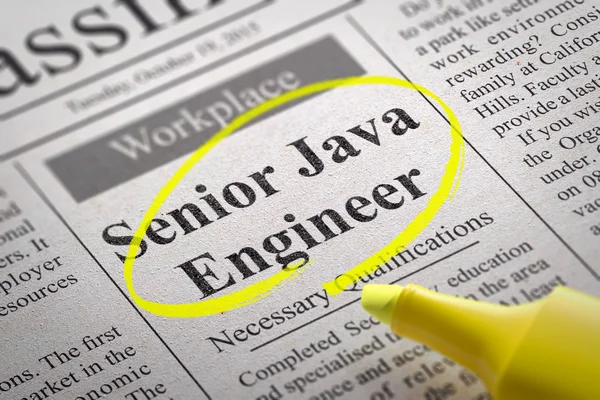 Senior Java ingenieur vacature in krant. — Stockfoto
