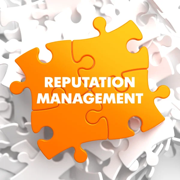 Reputatiemanagement op gele puzzel. — Stockfoto