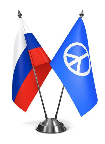 Rosja i znak pokoju - miniaturowe flagi. — Zdjęcie stockowe