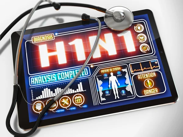 H1n1 auf dem Display eines medizinischen Tablets. — Stockfoto