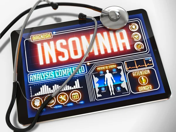 L'insomnie sur l'affichage de la tablette médicale . — Photo