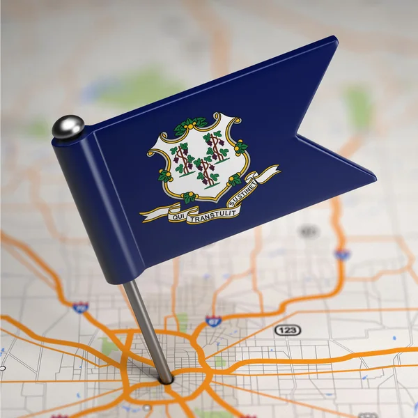 Connecticut Small Flag on a Map Background. — Stock Photo, Image