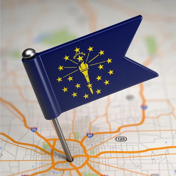 Indiana Small Flag on a Map Background. — Stock Photo, Image