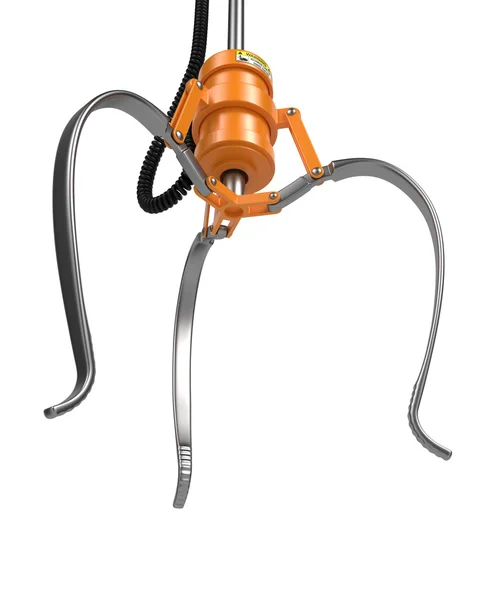 Open Metal Robotic Claw in Orange Color. — Stock Photo, Image