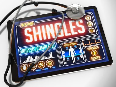 Shingles  Diagnosis on the Display of Medical Tablet. clipart