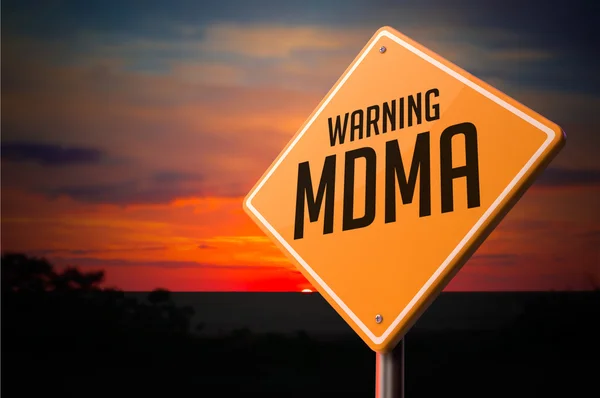 MDMA on Warning Road Sign. — Stock Photo, Image