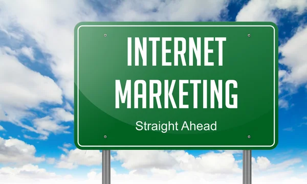 Internet Marketing on Highway Signpost. — Stock Photo, Image