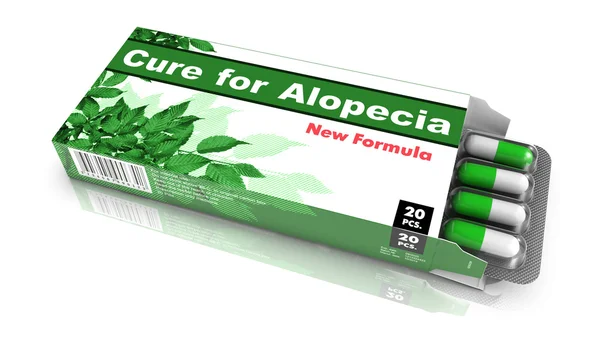 Remedie voor Alopecia, rode Open blisterverpakking. — Stockfoto