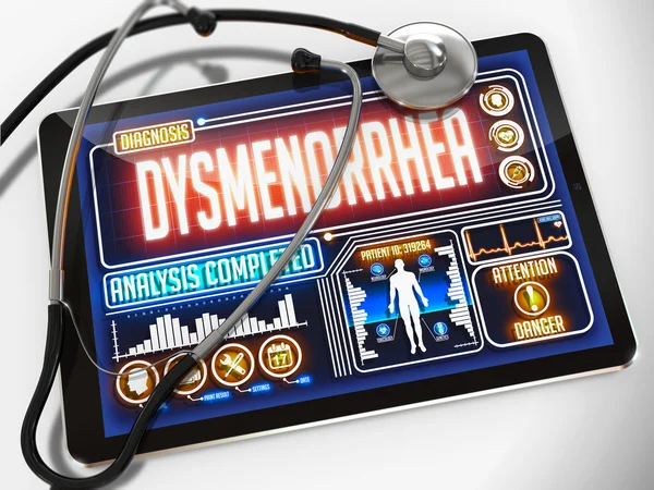 Dysmenorrhoe-Diagnose auf dem Display des medizinischen Tablets. — Stockfoto