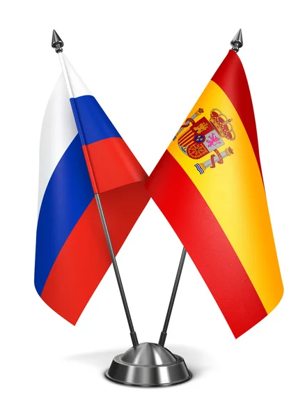 España y Rusia - Banderas en miniatura . — Foto de Stock