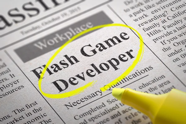 Flash Game Developer Vacancy in Newspaper. — Stock Photo, Image