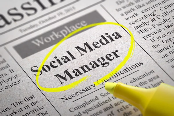 Social Media Manager Lavori in Giornale . — Foto Stock