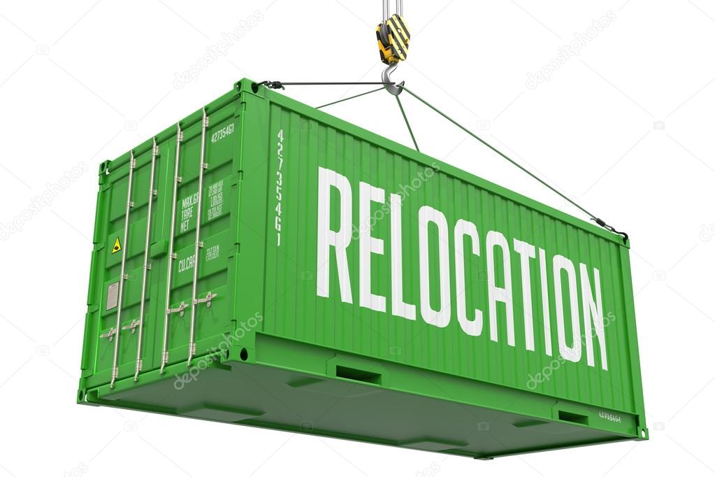 Relocation - Green Hanging Cargo Container.