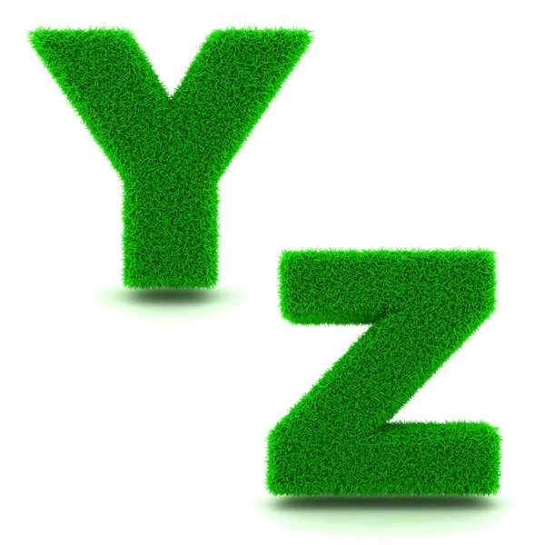 편지 Y, Z의 3 차원 푸른 잔디-설정. — 스톡 사진