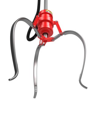 Kapalı Metal robot pençe kırmızı renkte.
