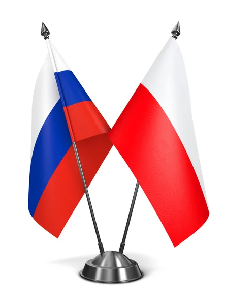 Russia and Poland  - Miniature Flags. — Stock Photo, Image